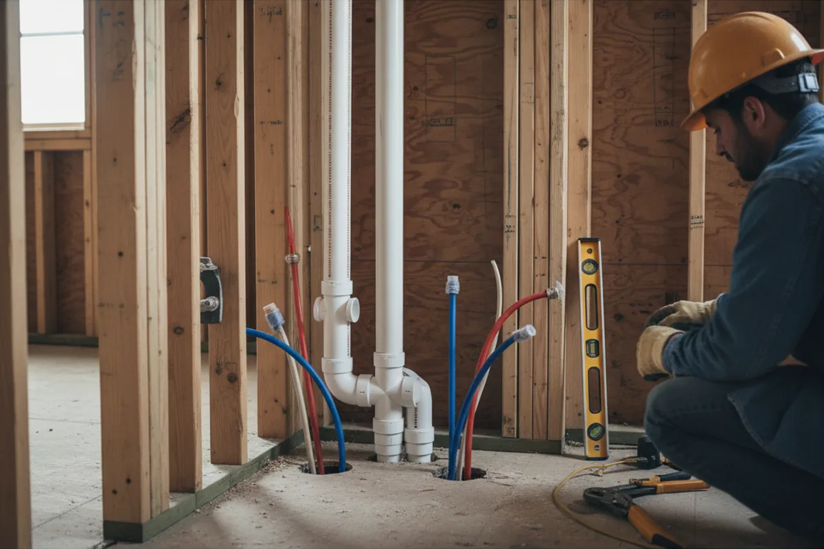 Drain and supply rough-in during Leak Detection in Savona